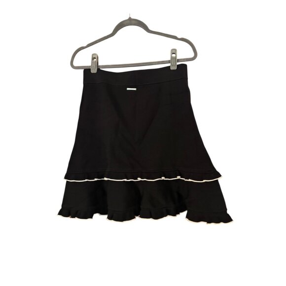 Michael Kors Knit Sweater Ruffle Layer Skirt Sz Medium Women’s Black B&W - Picture 2 of 7